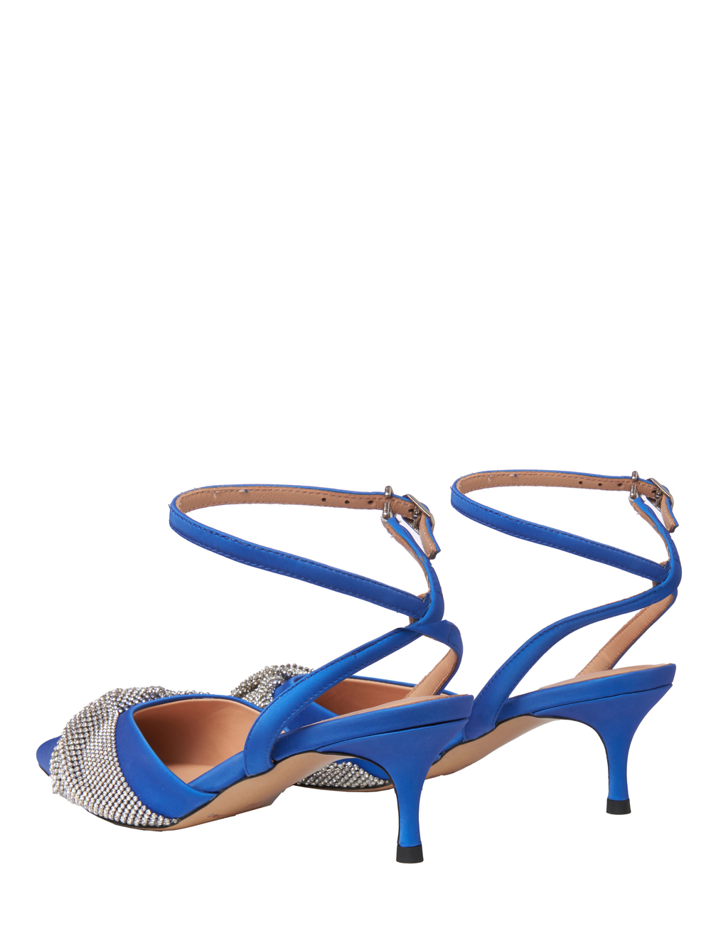 Женские босоножки синие со стразами