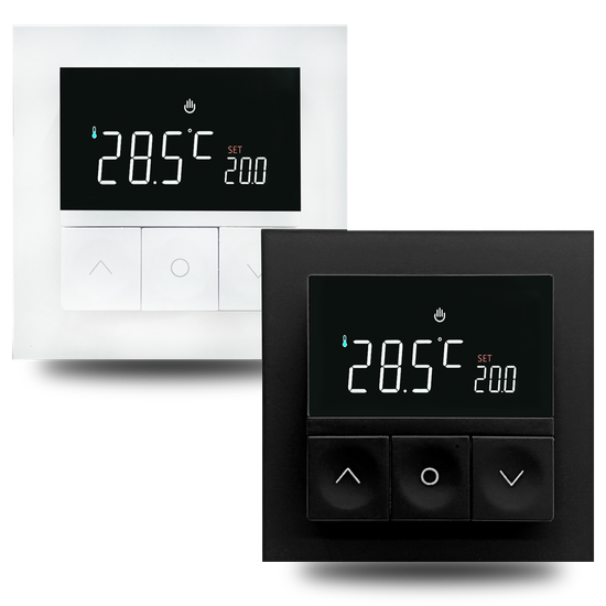 Термостат с датчиком пола,  программируемый с Wi-Fi ,  16 A,  55*55 мм.черный,  клавиши настройки