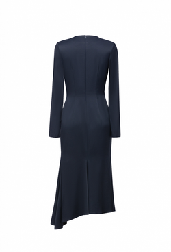 Платье-футляр из крепа с юбкой гаде синее 08-02-23 FW