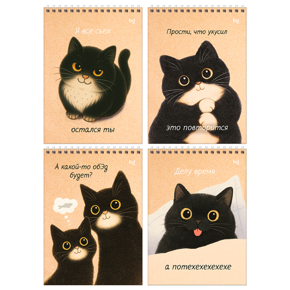 Блокнот  BG "Настроение - кот" на спирали, А5, 60 листов в клетку