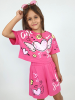 02-121-6 Комплект для девочки (фуфайка+ шорты)