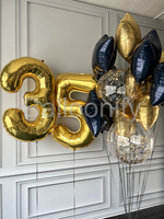 Набор шаров "Синее золото" с цифрой