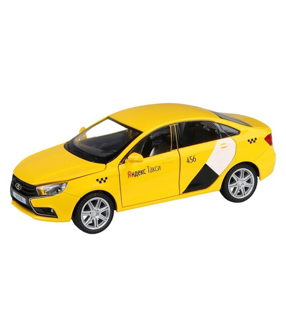 Машина "АВТОПАНОРАМА" Яндекс.Такси  LADA VESTA, желтый, 1/24, в/к 24,5*12,5*10,5 см