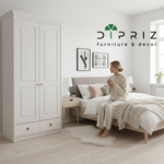 Шкаф для одежды Боцен 108х62х222 см из массива сосны, белый воск. Диприз (Беларусь)