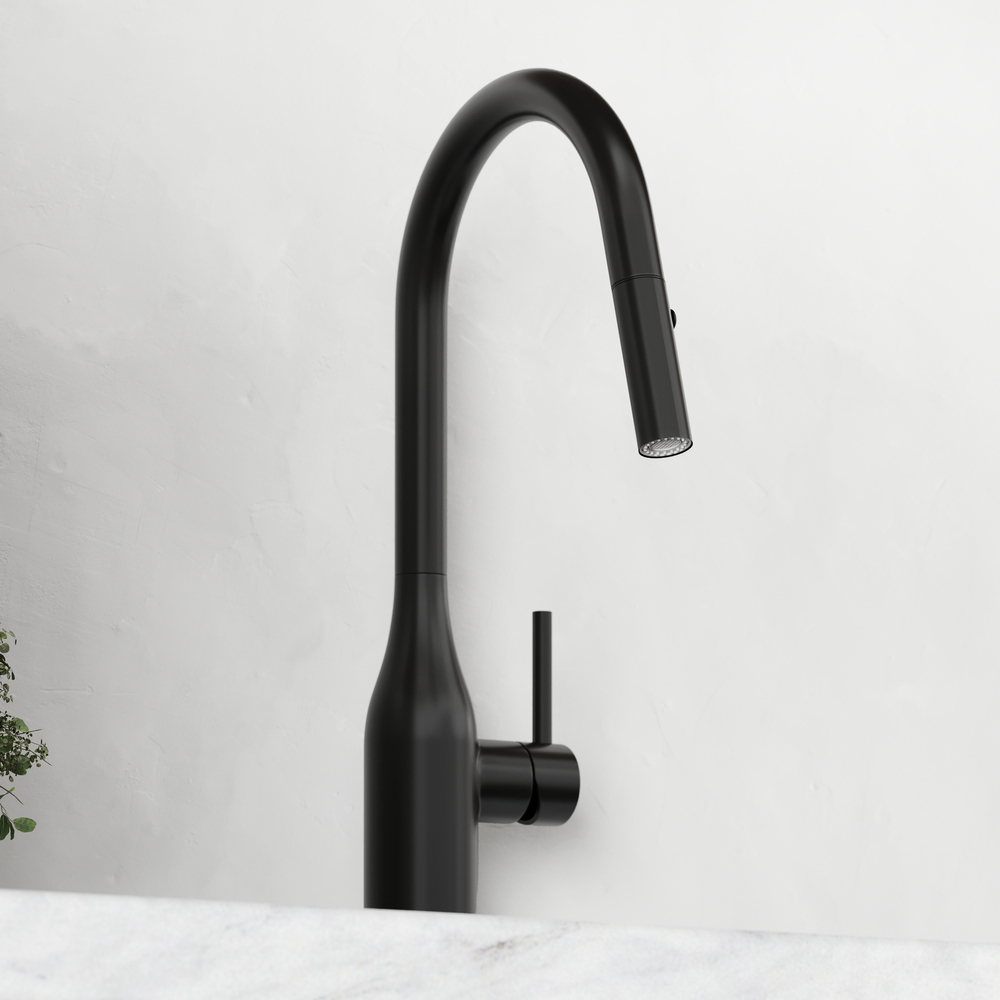 Смеситель для кухни Sancos Grand с вытяжным изливом, цвет матовый черный, арт. SC4002MB