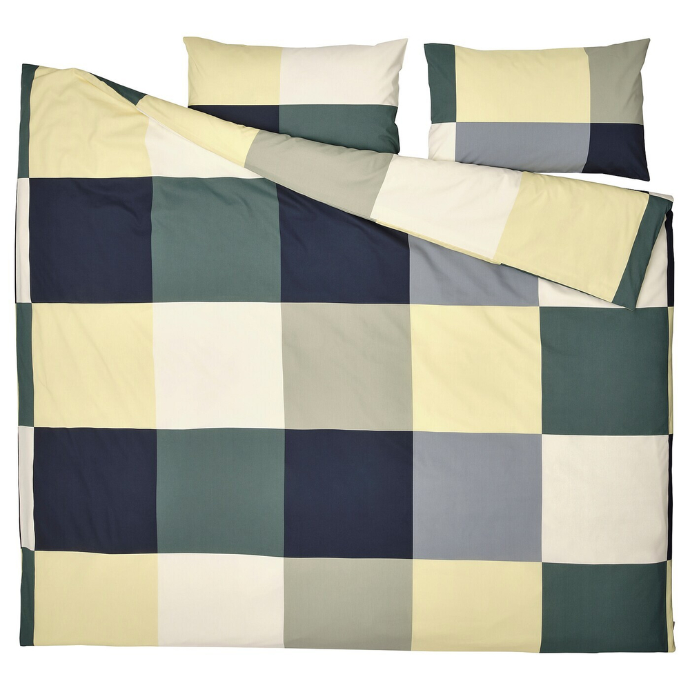 Комплект постельного белья IKEA BRUNKRISSLA (БРУНКРИСЛА), Двуспальный, Разноцветный, 200x230, 50x80 см