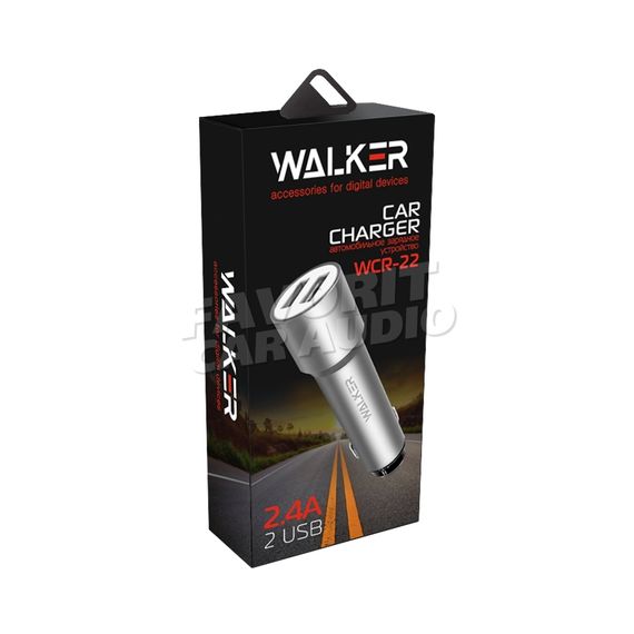 AЗУ WALKER WCR-22 2USB 2.4А удлин. черный