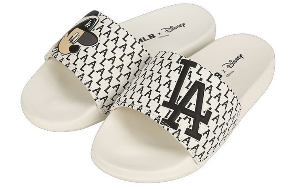 MOUND MICKY x MLB Slipper sports comfortable non-slip one-word slippers for men and women the same white