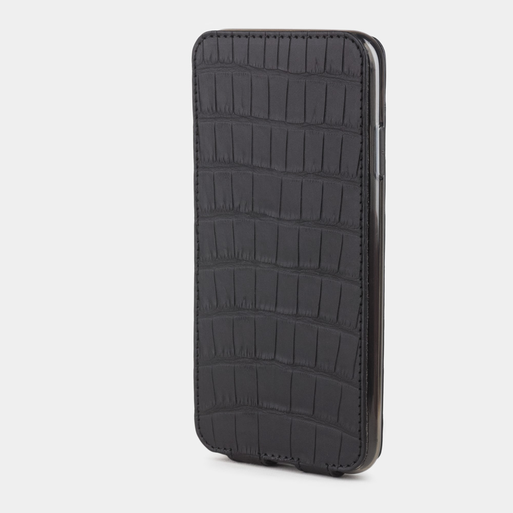 Чехол для iPhone XS Max из натуральной кожи крокодила, цвета черный карбон