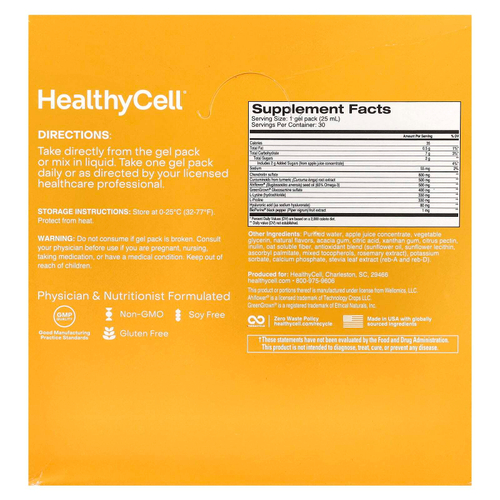 HealthyCell, Здоровье и подвижность суставов, апельсин, 30 гелевых пакетиков по 25 мл (0,84 жидк. Унции)