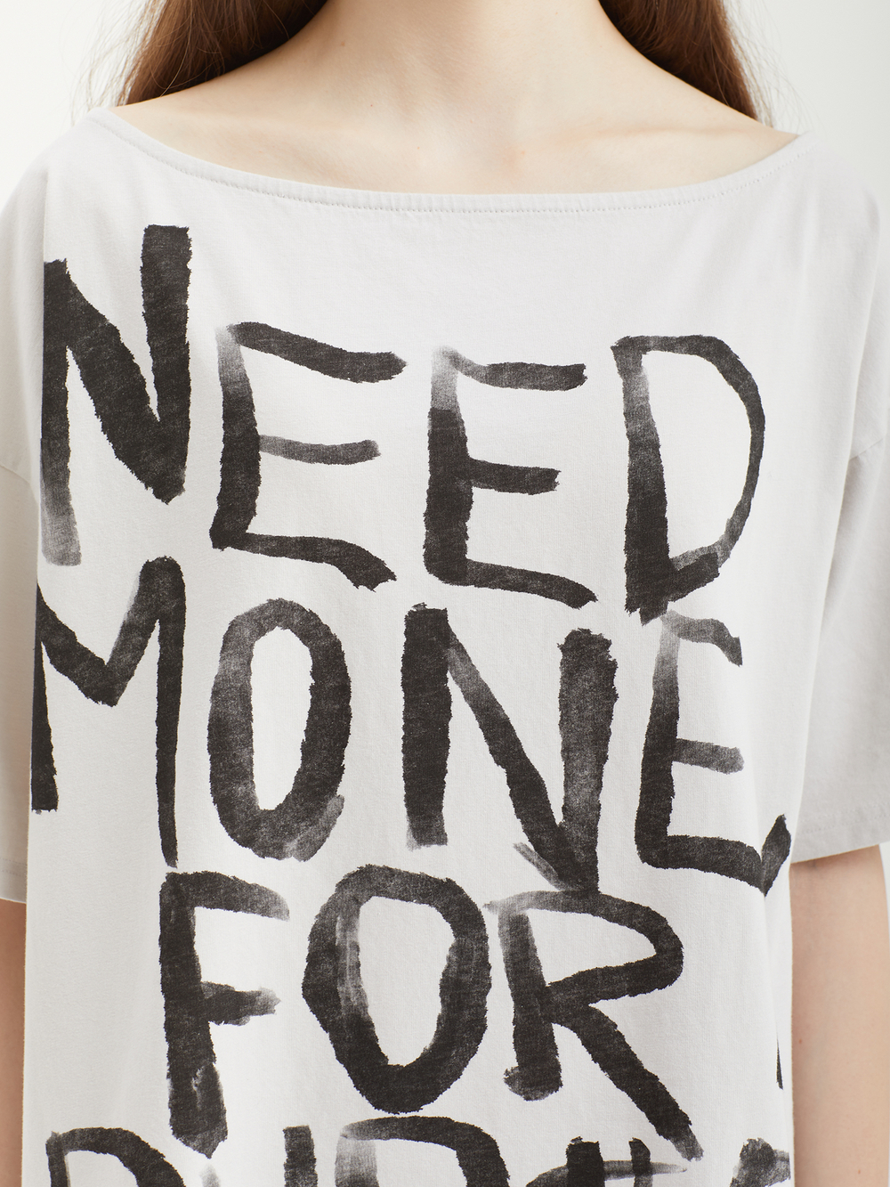 Женская Футболка Broke Af Off White Text Graphic Off Shoulder Oversized