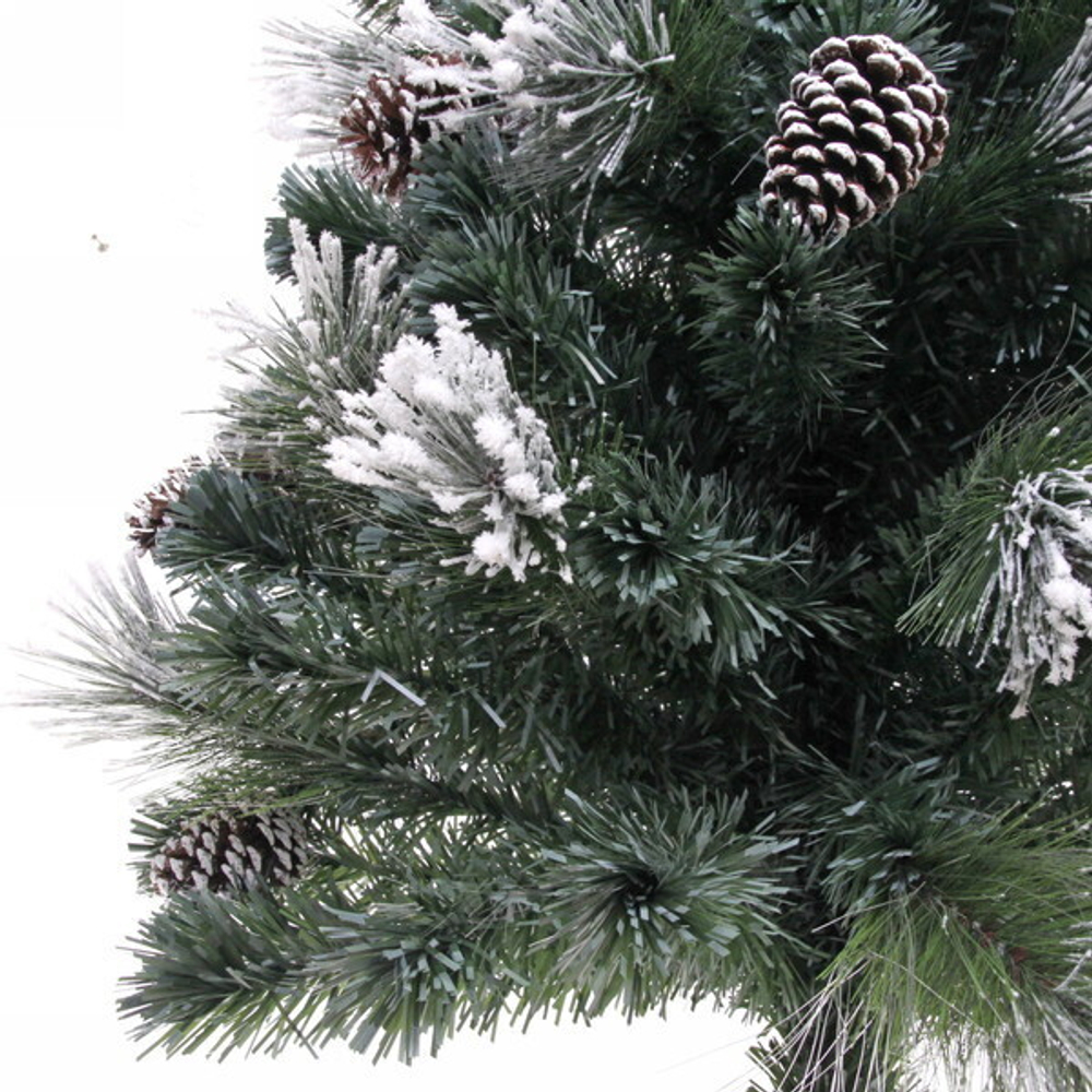 Ёлка светодиодная «Царская» 210 см,ПВХ+леска, шишки, белое напыление, Теплый белый (270 веток) (T2121-210)