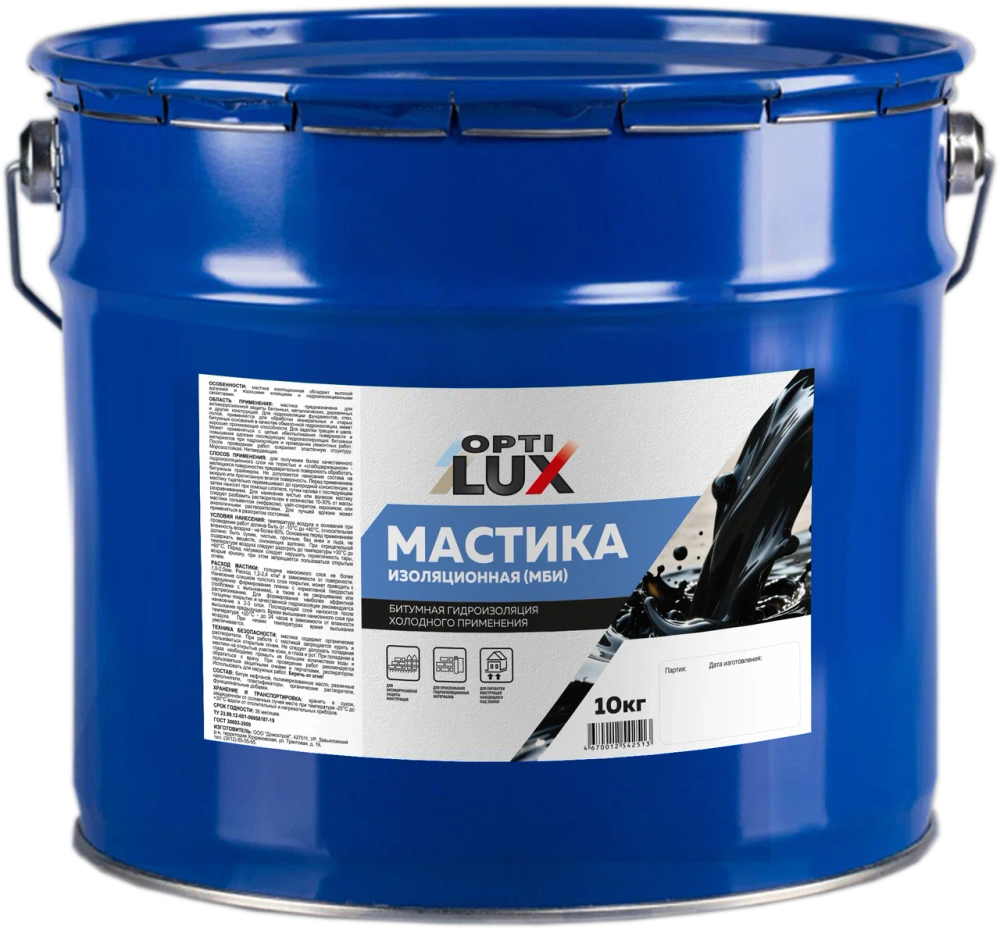 OPTILUX Мастика Битумно-изоляционная МБИ 10кг (ИжСинтез)