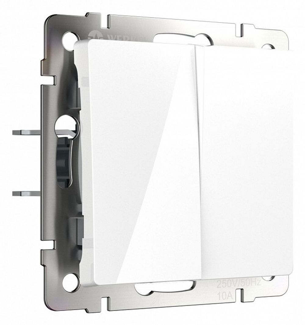 Выключатель самовозвратный двухклавишный без рамки Werkel белый матовый W1122401