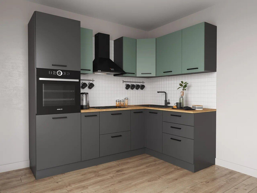 Кухонный гарнитур угловой Жемчуг 2400х1600 (38мм)