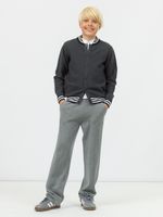 Бомбер кардиган для мальчика в школу AT1016 т.серый-черный