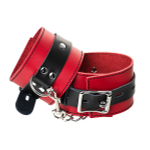 Красно-черные оковы на ноги из кожи ToyFa Theatre 702007
