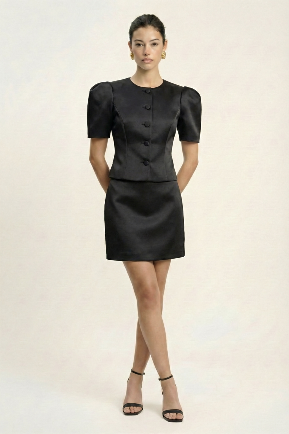 Жакет с объемными рукавами из сатина