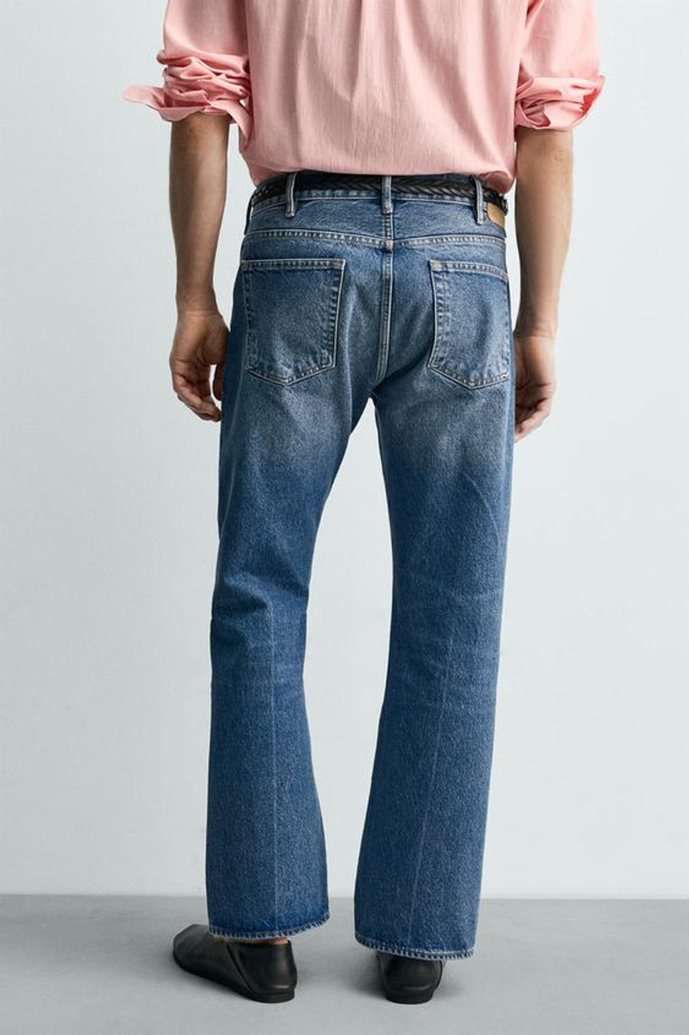 ZARA X AARON LEVINE ДЖИНСЫ STRAIGHT FIT BOOTCUT, ВЫЦВЕТШИЙ СИНИЙ