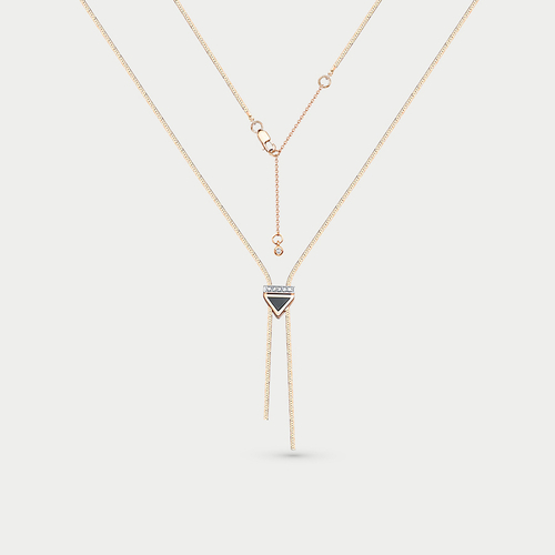 Колье женское из красного золота 585 пробы с ониксом и фианитами