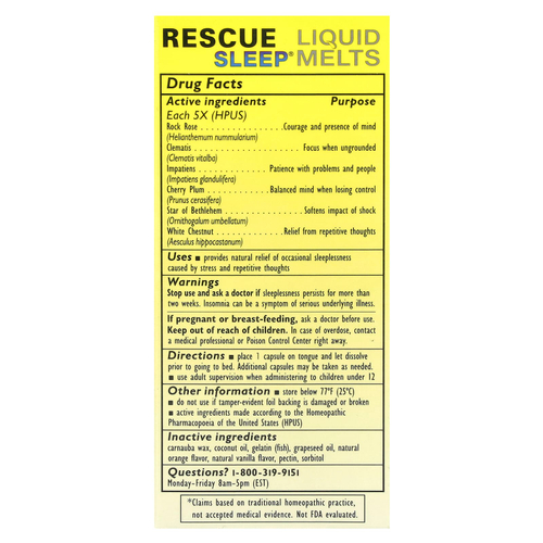 Bach, Rescue Sleep® Liquid Melts, 28 капсул