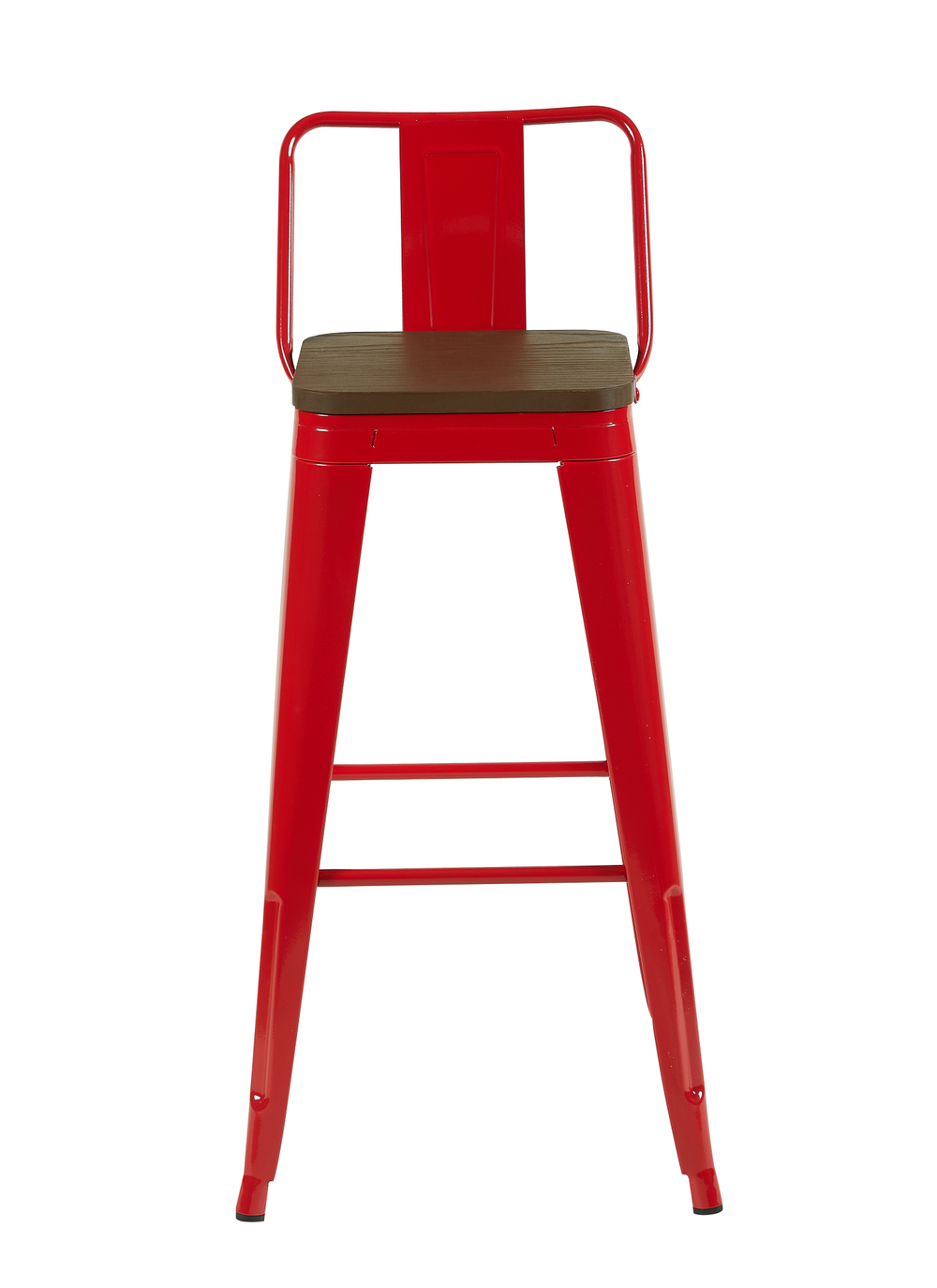 Стул барный TOLIX со спинкой красный глянцевый + темное дерево KD 4 шт.
