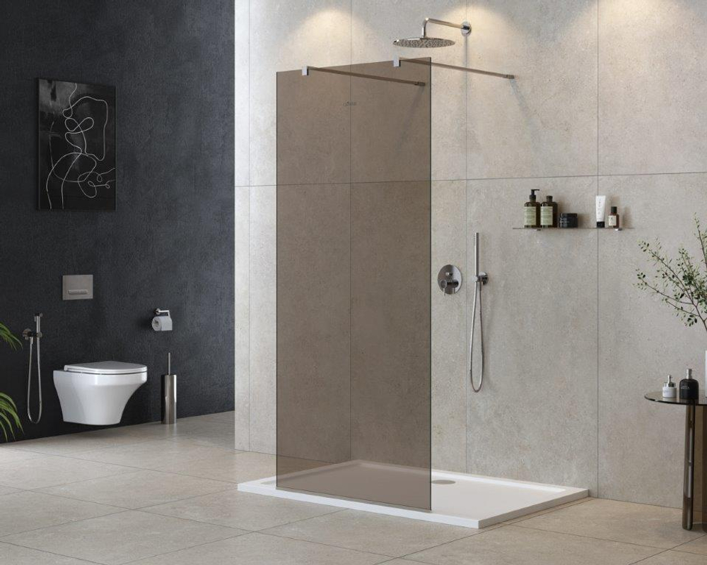 Душевая перегородка Cezares LIBERTA-L-2-90-120-BR-Cr профиль хром, стекло бронза