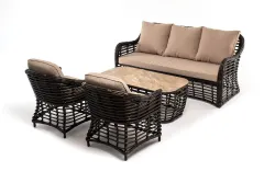 "Ницца" лаунж-зона из искусственного ротанга, цвет бронзовый
