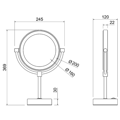 Косметическое зеркало Timo Saona 13276/03 с увеличением с подсветкой Черное