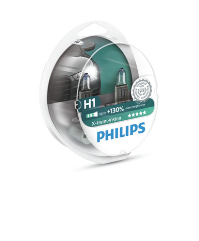 Автолампа 12V H1 55W Philips X-treme Vision +130% (к-т 2 шт)