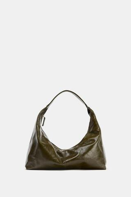ZARA ОВАЛЬНАЯ КОЖАНАЯ СУМКА, ЗЕЛЕНЫЙ