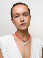 Колье Flamingo Coral Pearl Silver