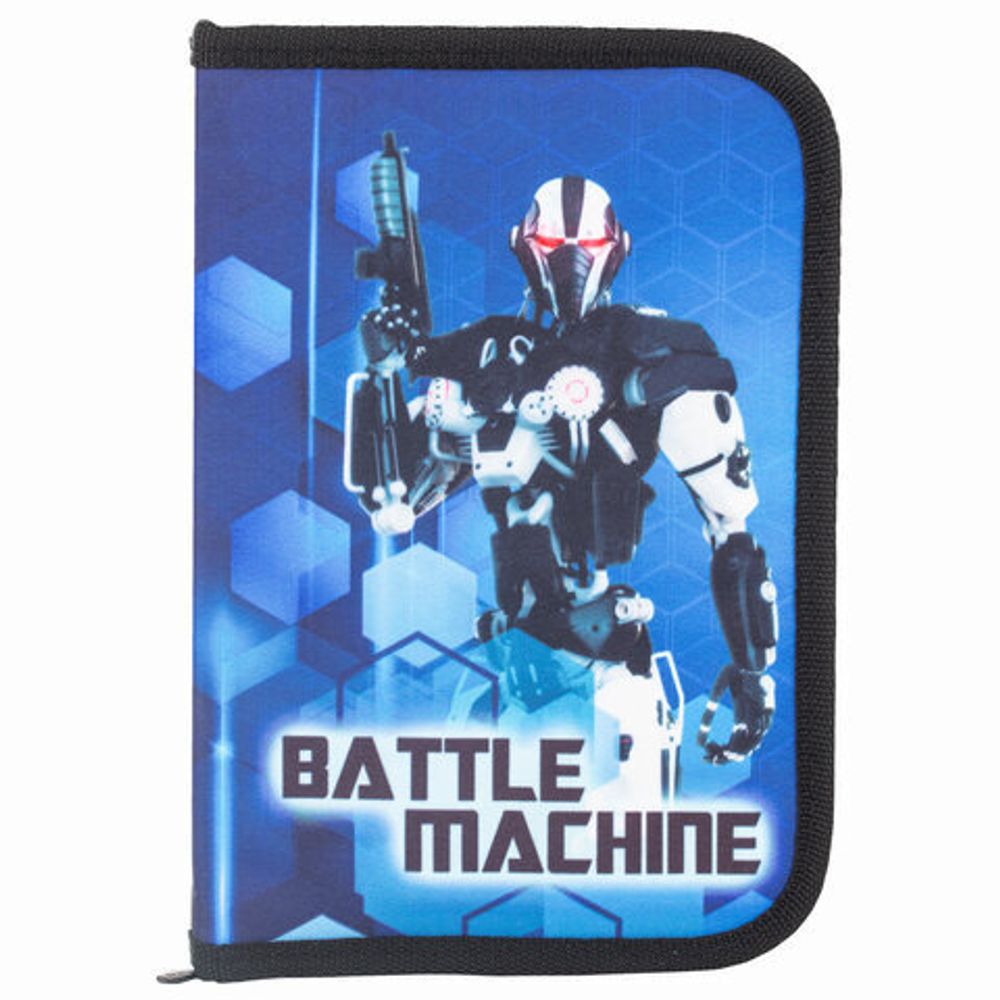 Пенал с наполнением BRAUBERG, 1 отделение, 1 откидная планка, 24 предмета, полиэстер, 21х14 см, "Robot", 270320