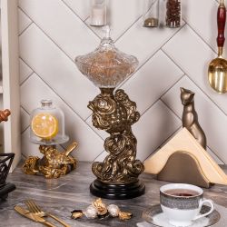 Сахарница стеклянная с крышкой Рыбка Заветное желание Золото