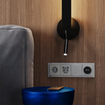 Выключатель встраиваемый VOLTUM S70 одноклавишный с подсветкой 10А, (сталь)