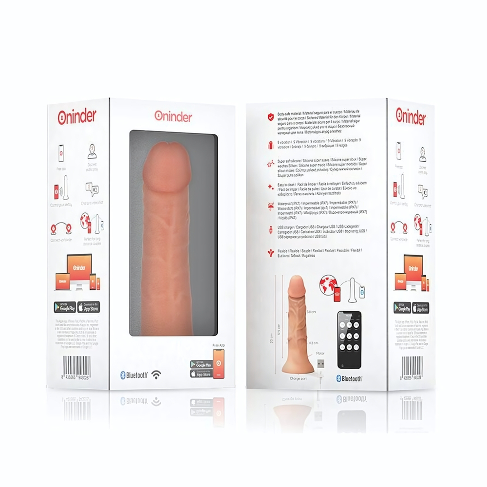 Телесный реалистичный вибратор с управлением через приложение - 20 см. (Цвет: телесный)