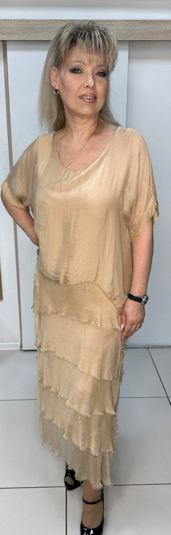 Итальянское платье с шифоновой "рванкой" цвета золота