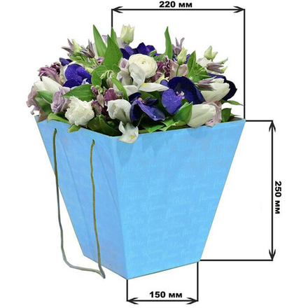 Коробка для цветов Синяя 12,5*18*22,5 см, 1 шт.