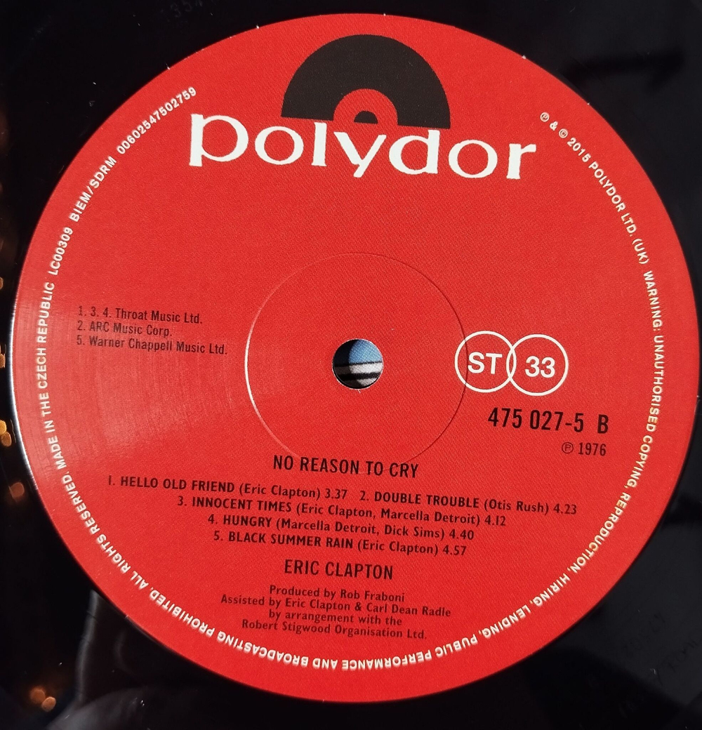 Винтажная виниловая пластинка LP Eric Clapton No Reason To Cry (Czech Republic 2015)