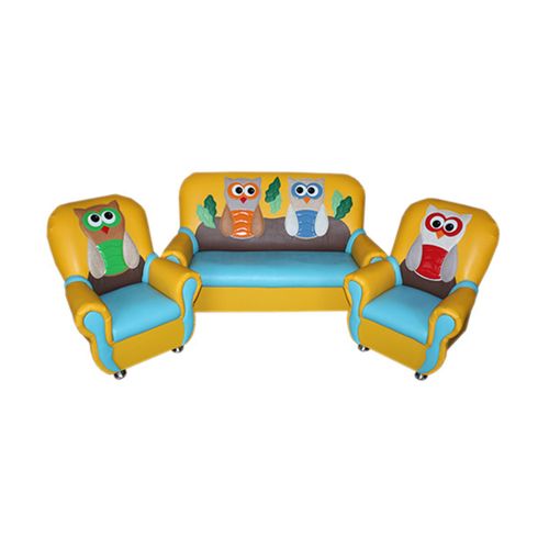 Комплект мягкой игровой мебели «Сказка люкс» Совята желто-голубой