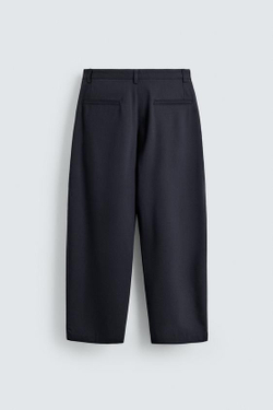 ZARA БРЮКИ RELAXED FIT С РЕМНЕМ, МОРСКОЙ СИНИЙ