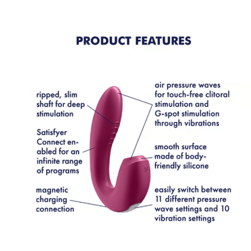 Вакуумно-волновой стимулятор с вибрацией Satisfyer Sunray бордовый