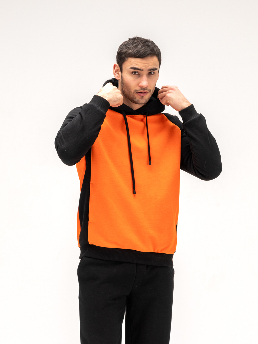 Костюм мужской спортивный теплый. Оранжевый/черный