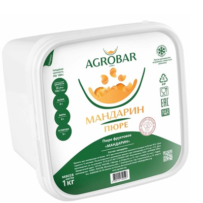 Пюре замороженное Мандарин «AGROBAR» без сахара 1 кг