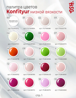 Жёсткий гель для наращивания Konfityur №59 НИЗКАЯ ВЯЗКОСТЬ - Полупрозрачный розовый с яркими кристаллами (13 г)