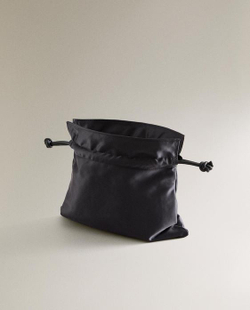 ZARA HOME САТИНОВАЯ СУМКА-КОСМЕТИЧКА СРЕДНЕГО РАЗМЕРА, ТЕМНО-СИНИЙ