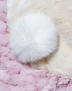 "Вязаный" детский плед из натурального меха рекс "Зайчик" 120х80 см (розовый)