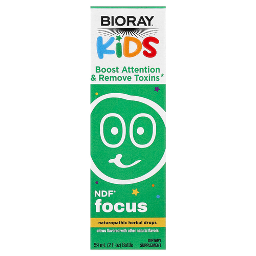 Bioray, Kids, NDF® Focus, детская добавка для повышения внимательности, со вкусом цитрусовых, 59 мл (2 жидк. унции)