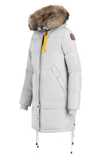 Пальто жен Parajumpers LONG BEAR 505 белое, капюшон енот