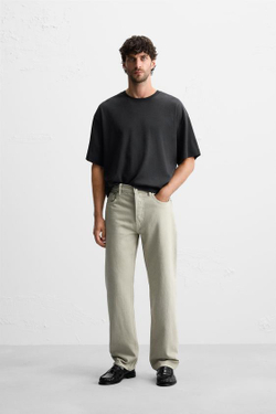 ZARA ДЖИНСЫ STRAIGHT-LEG, БЕЖЕВЫЙ